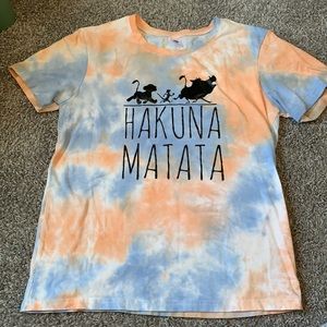 Blue orange and white tye dye T-shirt size medium from Amazon, very stretchy